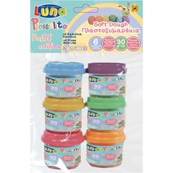 PLAY DOUGH PASTEL 30gr χ 6 COLOURS LUNA