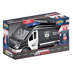 POLICE VAN 1:14 FRICTION 30Χ11,3Χ17CM WITH SOUND & LIGHT BLACK LUNA