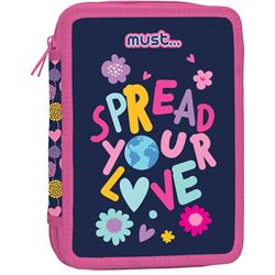 DOUBLE DECKER PENCIL CASE FILLED MUST 15X5X21 SPREAD YOUR LOVE