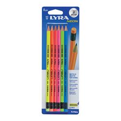 LYRA PENCIL WITH ERASER HB NEON 6PCS BLISTER