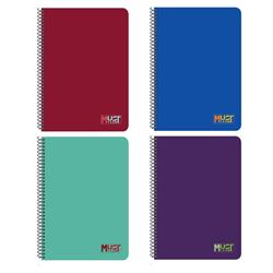 SPIRAL NOTEBOOKS 17Χ25 2SUBS 60SH MONOCHROME MUST 4COLORS