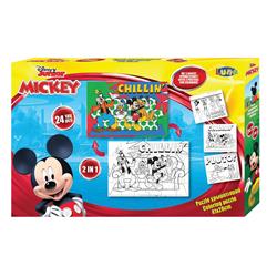 COLORING PUZZLE 2SIDES 41X28 24PCS 3COL PG MICKEY