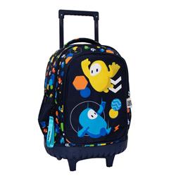 BACKPACK TROLLEY 34X20X44 3CASES FALL GUYS BLUE AND YELLOW