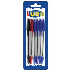 Στυλό Luna σε Blister 6 Τμχ. (4 Μπλε, 1 Μαύρο, 1 Κόκκινο)