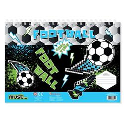 Μπλοκ Ζωγραφικής Must Best Press Start - Football 23x33 40 Φύλλα με Αυτοκόλλητα-Στένσιλ- 2 Σελ. Χρωμ