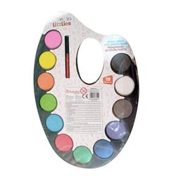 WATER COLORS WITH PALETTE BRUSH 24,5χ16,5 12COLORS THE LITTLIES