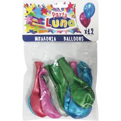 BALLOONS 12 PCS 24CM IN A POLYBAG