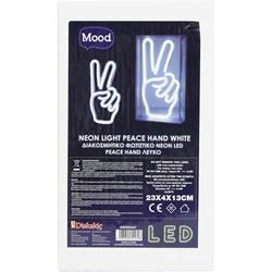 NEON LIGHT PEACE HAND WHITE 23X4X13 MOOD