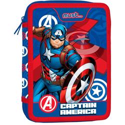 Σχολική Κασετίνα Διπλή Γεμάτη Avengers Captain America Must 2 Θήκες
