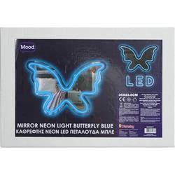 MIRROR NEON LIGHT BUTTERFLY BLUE 35X23.8 MOOD