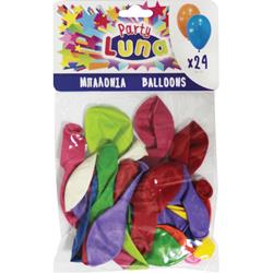 Μπαλόνια Luna Πολύχρωμα 24 εκ. 24 Τμχ.