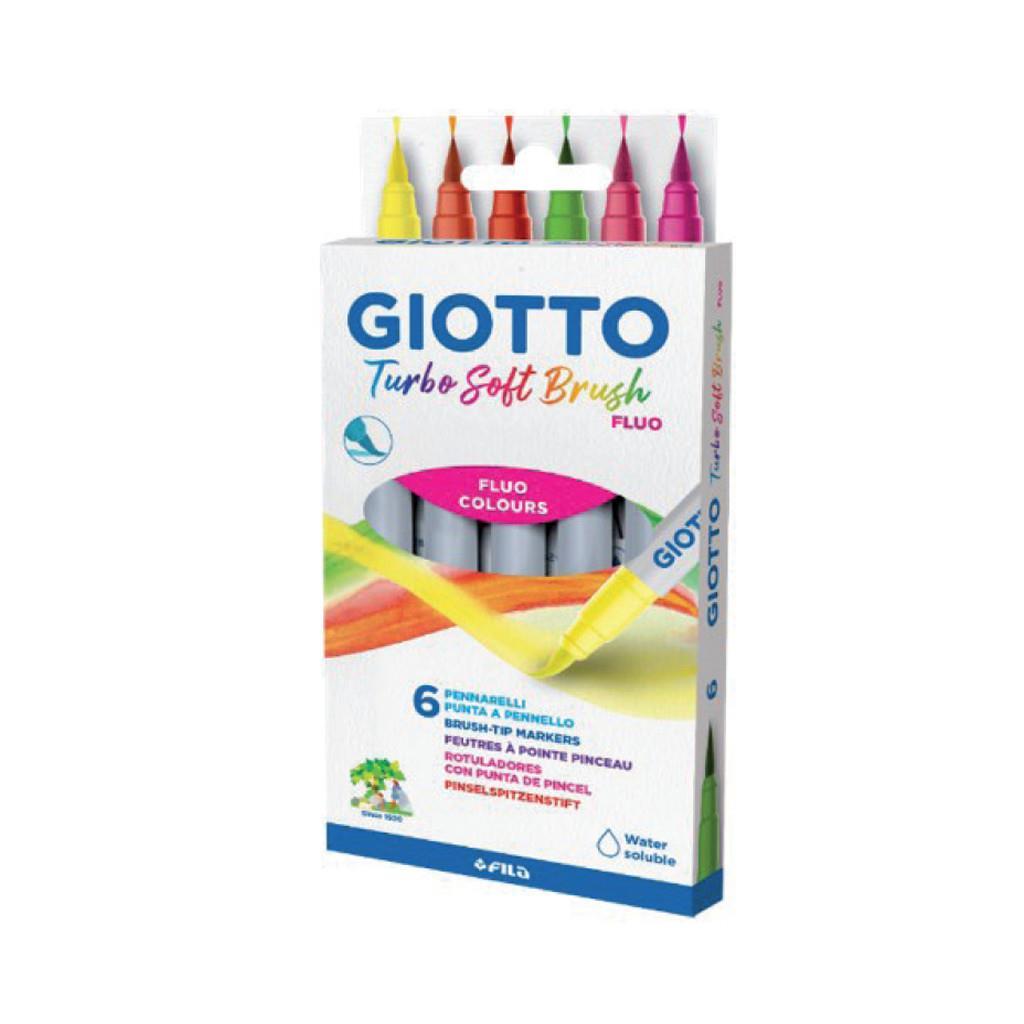 Rotulador Giotto turbo soft brush 6 colores fluo :: Fila