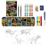 COLORING SET WITH PENCIL CASE 25PCS IN PP BOX JURASSIC