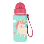 WATER BOTTLE PCTG 400ML 4DESIGNS MUST WITH STRAW 7X17,5CM