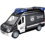 POLICE VAN 1:14 FRICTION 30Χ11,3Χ17CM WITH SOUND & LIGHT BLACK LUNA